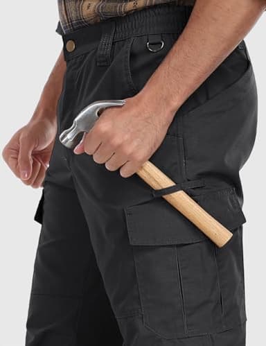 SPOSULEI Mens Cargo Pants Waterproof Ripstop Durable Tactical Work Pants Outdoor Lightweight Utility Hiking Working Construction Pants with 7 Pockets Black 30Wx32L - Image 3