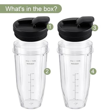 4 Pieces Ninja Blender Cups Replacement Parts 24oz with Lids Upgraded Blender Cups for Nutri Ninja Auto iQ, BN401, BN751, BN801, BN800, BL450, BL456, BL480, SS401, SS101, SS151, SS351 - Image 2