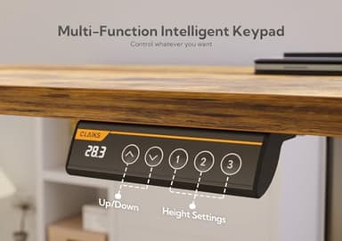 Claiks Electric Standing Desk, Adjustable Height Stand up Desk, 40x24 Inches Sit Stand Home Office Desk with Splice Board, Black Frame/Rustic Brown Top - Image 9