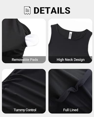 Daci Black Tankini Tops for Women High Neck Swim Top Tummy Control Bathing Suit Top Modest Swim Tank Top No Bottom L - Image 5