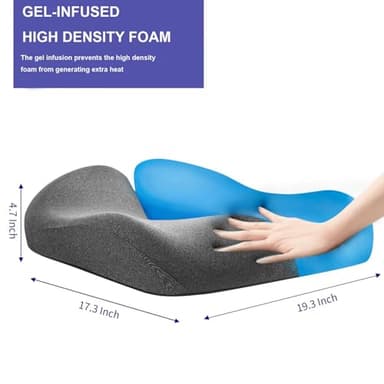 Pubemy SupremeComfort X-Large Gel Infused High Density Foam Seat Cushion for Office Chair, Kitchen Chair, Car Seats- Elevate Your Seating Experience -Pressure Sore and Tailbone Pain Relief - Image 3