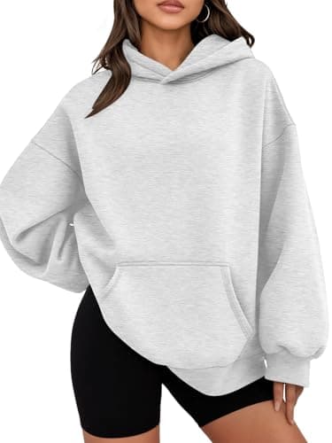 WYNNQUE Hoodies for Women Oversized Sweatshirts Fall Fashion Outfits 2025 Casual Sweaters Tops Fleece Plus Size Workout Comfy Winter Clothes Grey M - Image 1