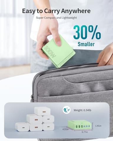 USB C Charger Block Charging Station: 100W 6 Port GaN Fast Charging Brick Hub Cube Box - PD 3.0 Type C & USB A Wall Charger Power Adapter for All iPhone 17 iPad Samsung Android Pixel Series - Image 6