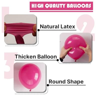 PartyWoo Hot Pink Balloons 101 pcs 12 Inch Magenta Balloons for Dark Pink Balloon Birthday Baby Shower Fuchsia Balloon Valentine's Day Princess Party Bachelorette Engagement Party Decorations Pink-Y12 - Image 7