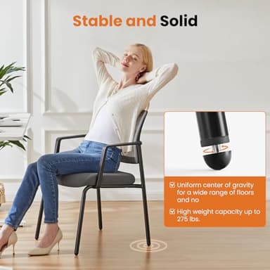 Sweetcrispy Mesh Back Stacking Arm Chairs 1 Pack, Upholstered Fabric Stacking Chairs, Sturdy Metal Stacking Chairs, Easy to Use and Store, Outdoor and Indoor, for Home, Office, Party, Comfy, Grey - Image 7