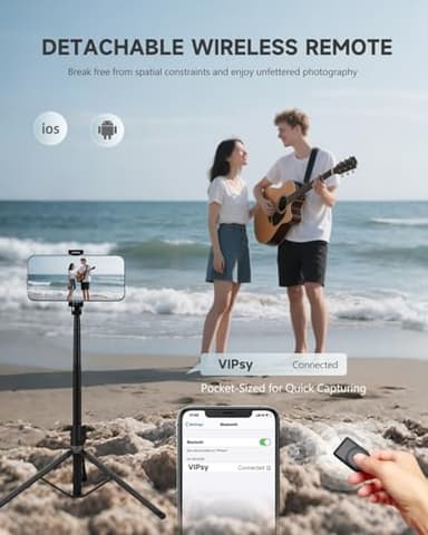 RISEOFLE 71” Phone Tripod & Selfie Stick, Portable All in One Extendable Cell Phone Tripod Stand, with Wireless Remote Control for iPhone/Samsung/Android/Camera - Image 4