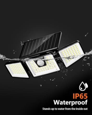 INCX Solar Outdoor Lights with Motion Sensor, Solar Powered 3 Heads Security Lights, 156 LED Flood Light Motion Detected Spotlight for Patio Garage Yard Entryways, IP65 Waterproof 2 Pack - Image 3