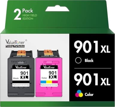 Valuetoner Remanufactured Ink Cartridge Replacement for HP 901 901XL 901 XL Compatible with Officejet 4500, J4524, J4540, J4550, J4580, J4624, J4680 Printer High Yield (1 Black, 1 Tri-Color, 2 Pack) - Image 1