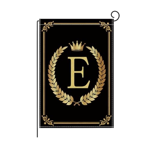 wyooxoo Monogram Letter E Garden Flag 12x18 Inch Double Sided for Outside Burlap Family Last Name Initial Black Yard Flag (E) - Image 1