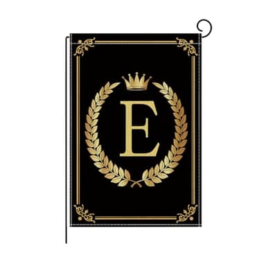 wyooxoo Monogram Letter E Garden Flag 12x18 Inch Double Sided for Outside Burlap Family Last Name Initial Black Yard Flag (E) - Image 1