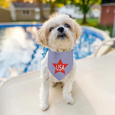 USA Dog Bandanas 1 Pack, Red Stars&Blue Stripes Print Scarfs for Boy and Girl, Summer Pet Scarves for Independence Day Bandanas Bulk for Small Medium Large Dogs (Red Star, One Size) - Image 5