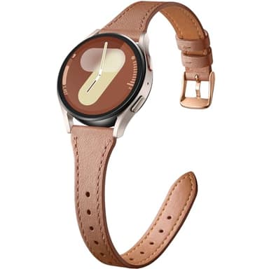 GEAK Slim Leather Band Compatible with Galaxy Watch 7 Band/6 5 4 FE 40mm 44mm/5 pro 45mm/Classic/Galaxy Active 2, 20mm Genuine Leather Strap with Quick Release Buckle for Samsung Watch Bands Women - Image 1