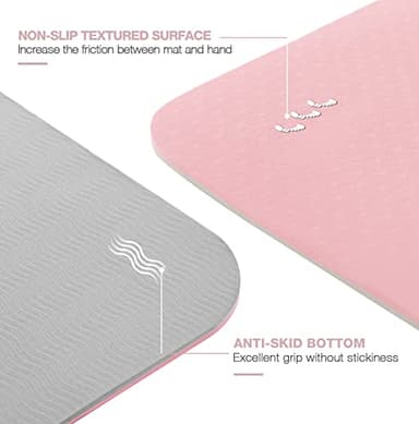 Non Slip, Pilates Fitness Mats, Eco Friendly, Anti-Tear 1/4" Thick Yoga Mats for Women, Exercise Mats for Home Workout with Carrying Sling (72"x24", Parfait Pink & Gray) - Image 2