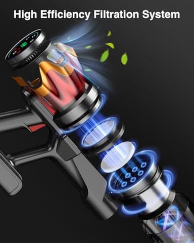 Cordless Vacuum Cleaner, 600W/50KPa/70Mins Vacuum Cleaners for Home, Self-Standing Stick Vacuum with Anti-Tangle Brush & OLED Touch Screen, Vacuum Cleaner for Hardwood Floors and Carpet,Pet Hair,Car - Image 7