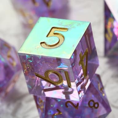 Iridescent Plating Lilac Sharp D&D Dice, DNDND Handmade DND Resin Sharp Edge D&D Die with Gift Case for Dungeons and Dragon Tabletop Games (Iridescent Plating Lilac) - Image 3