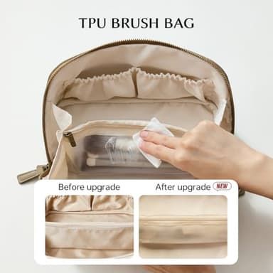 EACHY Makeup Bag, Large Capacity Cosmetic Bags for Women, Portable 180° Wide-Open Flat Toiletry Bag Travel Makeup Bag with Divider and Handle - Image 3