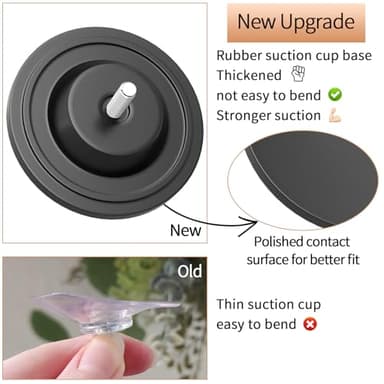 Suction Cup Hooks for Shower, Bathroom, Hanging Towels, Robe, Loofah, Mounting on Glass Shower Doors, Tile, Mirrors, Black, Rubber Suction Cup, 2 Pack - Image 2