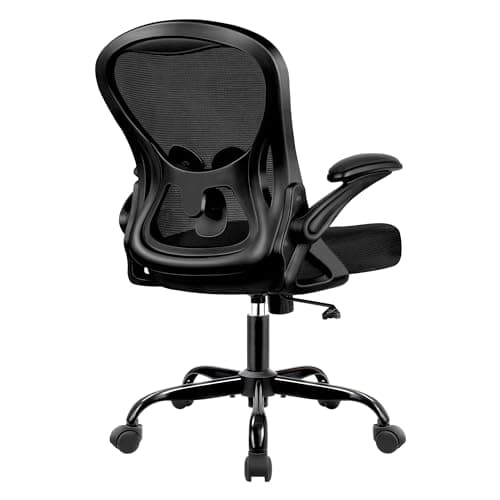Winrise Office Chair Desk Chair, Ergonomic Mesh Computer Chair Home Office Desk Chairs, Swivel Task Chair Mid Back Breathable Rolling Chair with Adjustable Lumbar Support Flip Up Armrest (Black) - Image 1