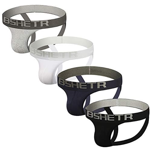 BSHETR Men's Jockstraps Athletic Supporters 4-Pack Cotton Work Out Underwear (4-Pack, size M:28"-30",71cm-76cm) - Image 1