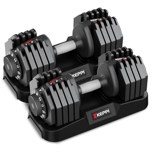 Keppi Adjustable Dumbbells Set, 60lb Pair Dumbbells with Anti-Slip Metal Handle for Exercise & Fitness Fast Adjust Weight for Full Body Workout Fitness - Image 1