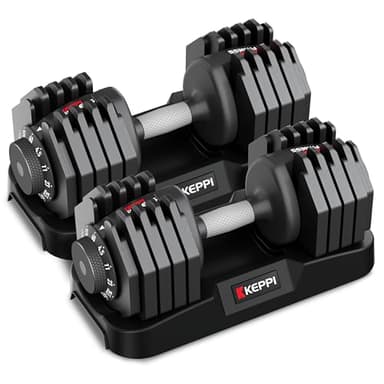 Keppi Adjustable Dumbbells Set, 60lb Pair Dumbbells with Anti-Slip Metal Handle for Exercise & Fitness Fast Adjust Weight for Full Body Workout Fitness - Image 1