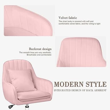 HDHNBA Cute Office Chair Home Computer Chairs Adjustable Task Chairs Modern Office Chair Makeup 360° Swivel Computer Mid Back Chair - Image 5