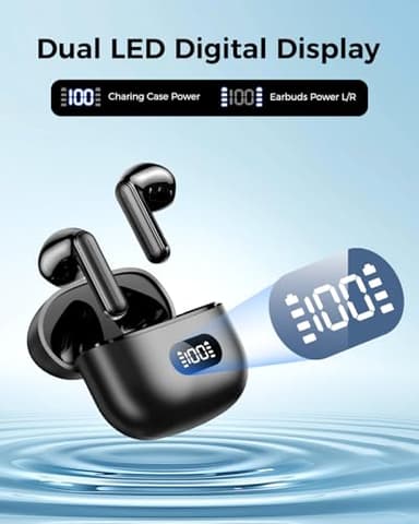 Wireless Earbuds,Bluetooth in Ear Buds with Immersive Surround Sound Stereo,Tap-Control,48 Hours Playtime,Bluetooth 5.4 LED Display Charging Case,IPX7 Waterproof Fit iPhone&Andriod Sports Workout - Image 6
