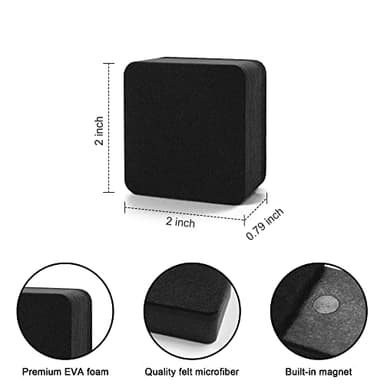 Dry Erase Erasers, IHPUKIDI 48 Pack Magnetic Whiteboard Dry Eraser Chalkboard Cleansers for Classroom, Home and Office (Black 2 x 2 Inch - Image 2