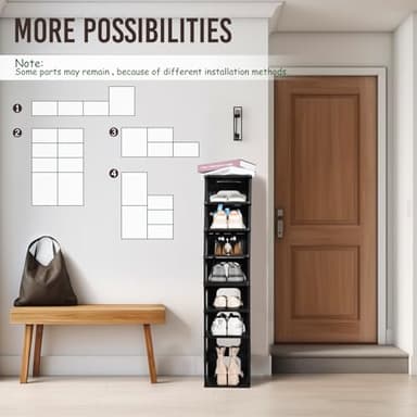 TRZZ 8-Tier Small Shoe Rack, Vertical Narrow Stackable Organizer with Removable Partition, Efficient Shoe Storage for Closet, Entryway, and Small Spaces (Black) - Image 5