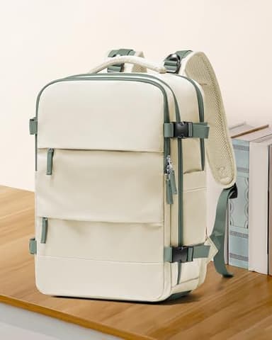 coowoz Large Travel Backpack For Women Men,Carry On Backpack,Hiking Backpacks Waterproof Outdoor Sports Rucksack Casual Daypack travel essentials（White Green） - Image 2