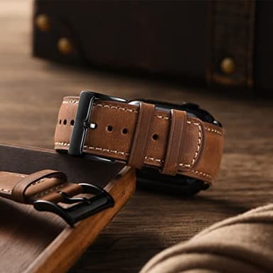 SUNFWR Leather Bands Compatible with Apple Watch Band 42mm(Series 3 2 1) 44mm 45mm 46mm 49mm for Men Women, Top Grain Genuine Leather Replacement Strap for iWatch Ultra 2, Ultra, SE2, SE, Series 10 9 8 7 6 5 4 3 2 1 - Image 3