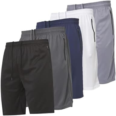 Ultra Performance Mens 5 Pack Athletic Running Shorts, Basketball Gym Workout Shorts for Men with Zippered Pockets - Image 2