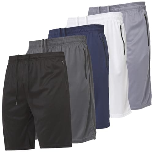 Ultra Performance Mens 5 Pack Athletic Running Shorts, Basketball Gym Workout Shorts for Men with Zippered Pockets - Image 1