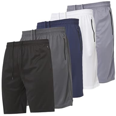 Ultra Performance Mens 5 Pack Athletic Running Shorts, Basketball Gym Workout Shorts for Men with Zippered Pockets - Image 1