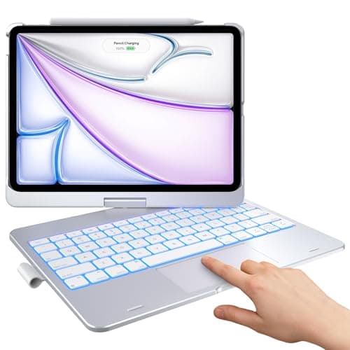 typecase Touch Keyboard Case for iPad Air 11-inch (M3 2025 / M2 2024) & iPad Pro 11(4th/3rd/2nd/1st Gen):Multi-Touch Trackpad,11 Colors Backlight,360°Rotatable,Thin for iPad Air 5th & 4th Gen,Silver - Image 1