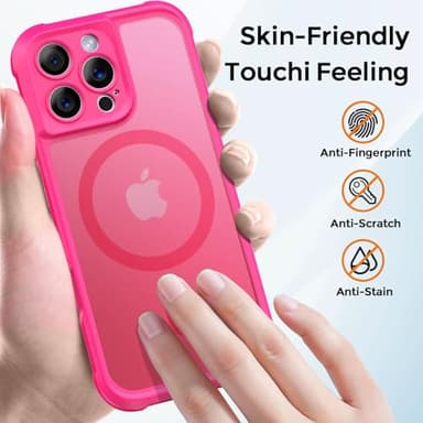 Thomo Magnetic for iPhone 16 Pro Max Case, [Full Camera Protection] [Compatible with Magsafe] Military-Grade Shockproof, Anti-Fingerprint Translucent Matte Phone Case,Hot Pink - Image 6