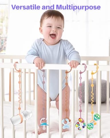 LittleHugs 3pcs Adjustable Toy Strap Holder - Silicone Baby Tether Pacifier Clip - Travel Essential Leash for Stroller, High Chair, Car Seat - Image 2