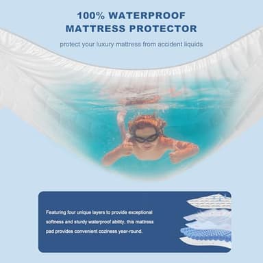 GRT Waterproof Mattress Protector Full, Rayon Bamboo Mattress Protector Cooling Breathable, 3D Air Fabric Soft Mattress Cover with 6-26 inches Deep Pocket, Mattress Pad Machine Washable - Image 3