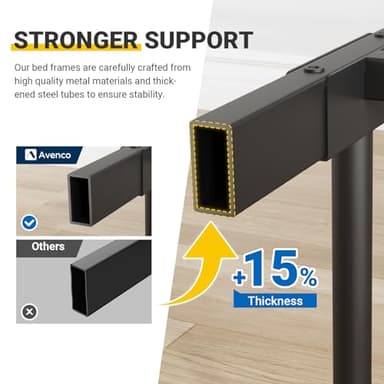 Avenco Full Size Bed Frame - 14 Inch High Metal Platform Bed Frame Full Size with Storage Space Under Bed, Heavy Duty Steel Slat Support, No Box Spring Needed, Easy Assembly - Image 5