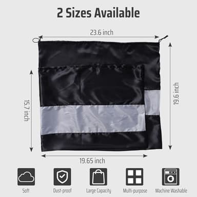 2 Pack Satin Dust Bags for Handbags with Clear Window. Silky Dust Cover for Handbag. Purse Storage Bags. Dustproof Drawstring Bag for Shoes and Boots. (Black, W23.6"xH19.6") - Image 6