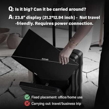 InnoView 23.8" Large Portable Monitor, FHD 144HZ 100% SRGB IPS USB-C HDMI Work Home Gaming Second Monitor 1080P W/180°Adjustable Stand for Laptop, MacBook, Phones - Image 9