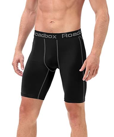 Roadbox Compression Shorts for Men Athletic Workout Underwear Running Gym Spandex Short Sports(Black,Navy,Green,L) - Image 2