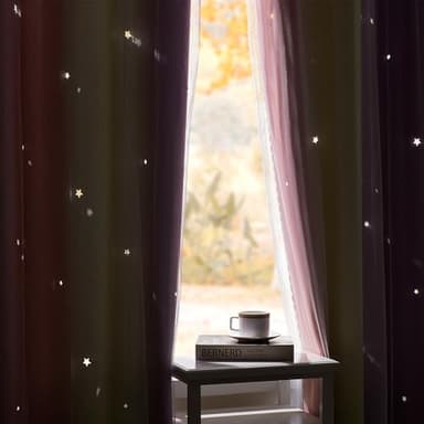 XiDi Pink Blackout Curtains for Bedroom Decor - Rainbow Unicorn Wall Decals for Girl's and Kids' Room - Purple and Yellow 34X72 Inch Long 1 Panel - Image 9