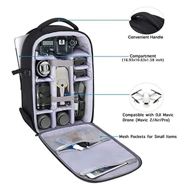 MOSISO Camera Backpack, DSLR/SLR/Mirrorless Photography Camera Bag 15-16 inch Waterproof Hardshell Case with Tripod Holder&Laptop Compartment Compatible with Canon/Nikon/Sony, Black - Image 2