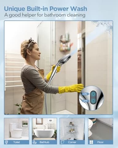 MakeFit Filtered Shower Head with Handheld Combo - Dual 2-in-1 Spa System with Massage Shower and 10 Modes Hand Held Shower High Pressure with Built in Power Wash Mode (Chrome) - Image 6