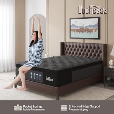 Duchessz Queen Mattress, 12 Inch Hybrid Mattresses Black with Gel Memory Foam and Individually Pocket Innerspring Euro Top Medium Firm for Motion Isolation, Edge Support - Image 4