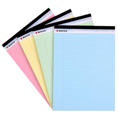 KAISA Colored Legal Pad Writing Pads 8.5x11 inch, Wide Ruled, 40 Sheets/Pad, 20lb Colored Paper, Perforated Writing Pad with Sturdy Back (4 Pads), KSU-5972 - Image 1