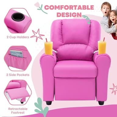 JC HOME Candy Kids Reclining Chair Leather Recliner Sofa Push Back Toddler Youth Children Child Ages 1-6 - Image 5