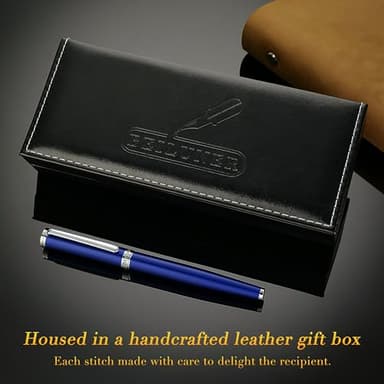 BEILUNER Luxury Fountain Pen Set,Solid 24K Gilded Medium Nib, Modern Classic Limited Edition -Includes 6 Ink Cartridges&Ink Refill Converter with Gift Case-Perfect for Men and Women（Charming blue） - Image 5