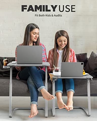 SAIJI TV Tray Table - Heavy Duty Extra Large TV Tray, Upgraded TV Dinner Trays for Eating Snack Food, Tilt & Height Adjustable TV Tray Laptop Desk for Sofa & Bedside Small Table - Image 6